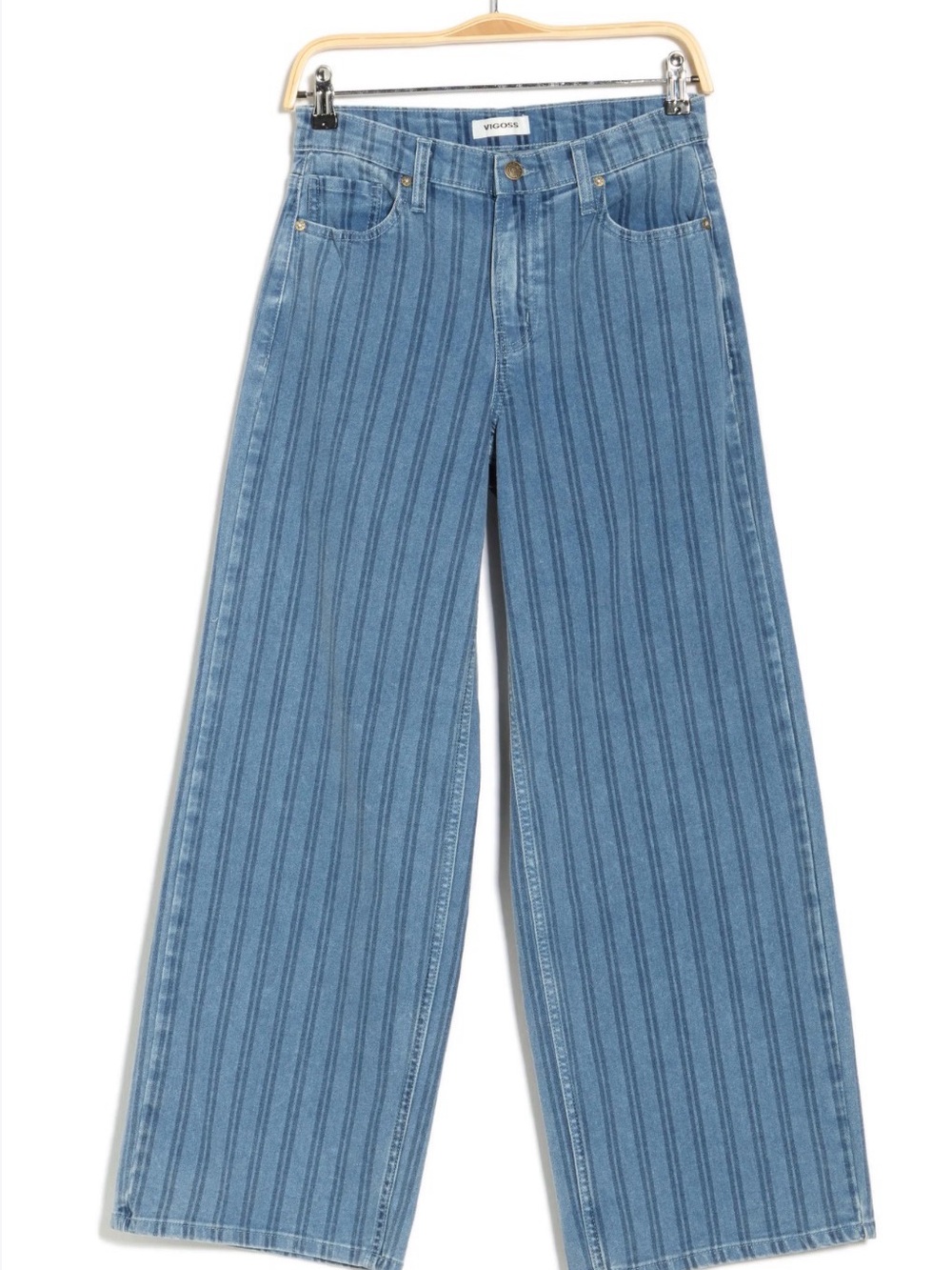 Vigoss Blue Striped Wide-Leg Jeans